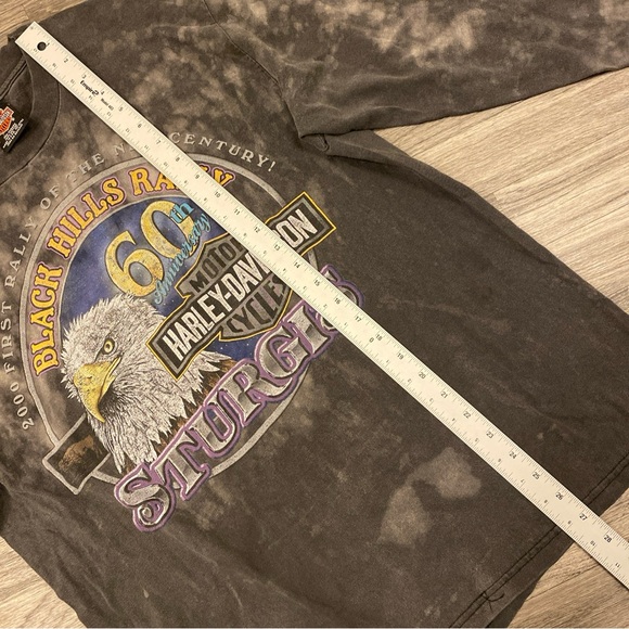 ‘00 Y2K VTG Harley-Davidson Sturgis T-Shirt L Measurement USA Made Tie-Dye Black - Picture 8 of 11